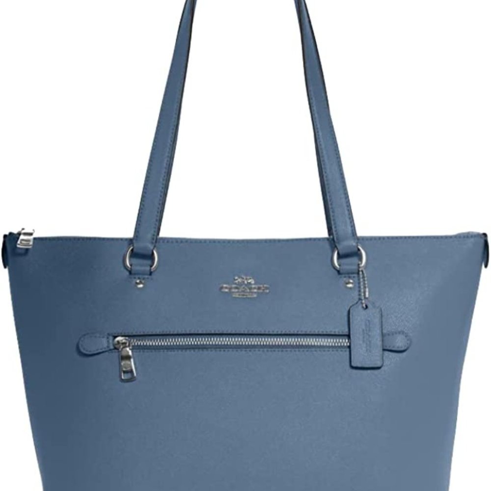 Coach Leather Gallery Tote Bag Stone Blue
